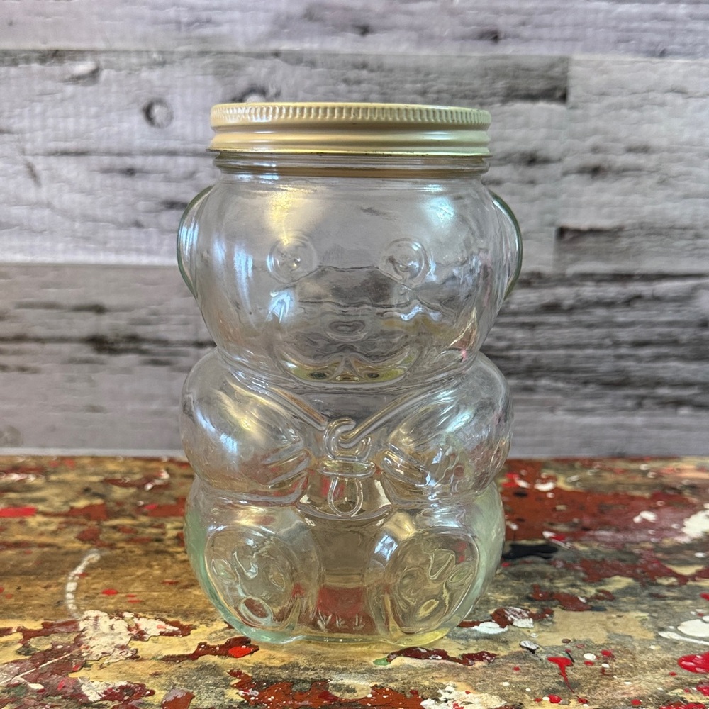 Kraft 1988 Pure Natural Honey Clear Glass Bear Jar with Lid